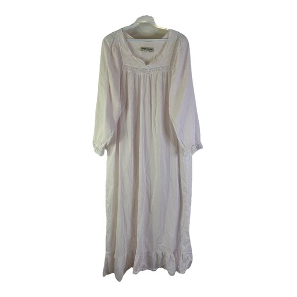 Vintage 90s Womens Large Cotton Lace Ruffled Nightgown Primitive Country - Picture 1 of 8
